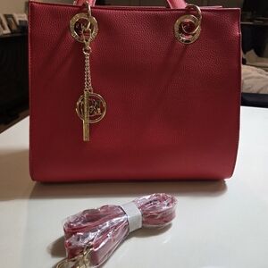 Badgley Mischka Red Tote With Crossbody Strap
